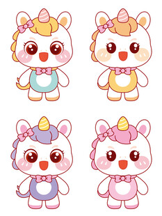 漂亮的独角兽形象插画