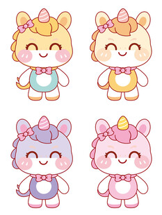 漂亮的小马插画卡通