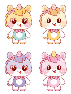 可爱的马宝宝插画卡通可爱