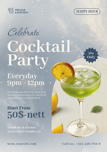 复古鸡尾酒派对饮品海报