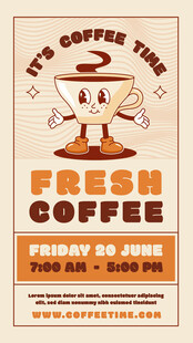 复古风新鲜咖啡促销海报