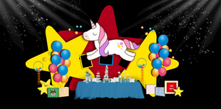 舞台上的独角兽与气球装饰