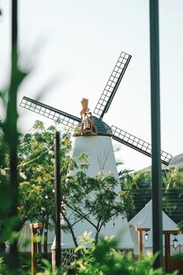 田园中的复古风车景观