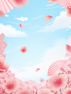 浪漫粉色樱花天空美景