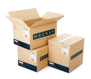 堆叠的瓦楞纸箱样机贴图素材