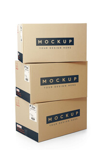三层纸箱包装模型展示样机