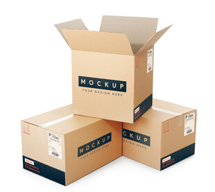 堆叠的棕色纸箱样机