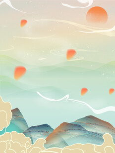 山河中国风复古仙境背景