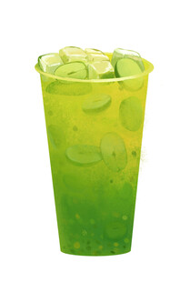 青提绿色冰饮塑料杯