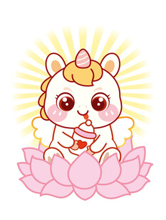 生肖马翅膀莲花奶瓶萌萌卡通图片