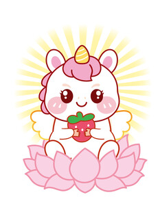 翅膀生肖马抱草莓莲花卡通图片