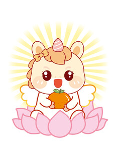 翅膀生肖马莲花抱橘子卡通图片