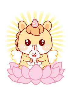 莲花马宝宝翅膀大眼抱小兔通插画