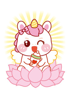 翅膀小马驹粉发抱奶瓶莲花图片