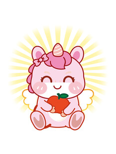 翅膀小马儿抱苹果卡通插画图片