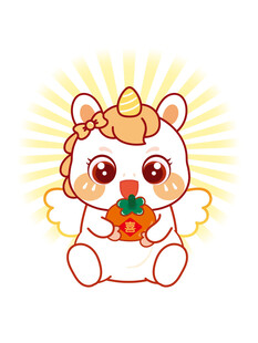 翅膀马宝宝抱喜柿子卡通图片