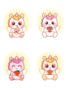 翅膀马宝宝抱苹果奶瓶卡通图片