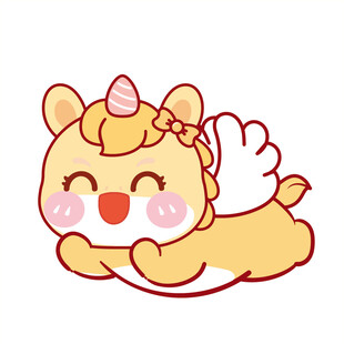 黄色生肖马白翅膀飞卡通图片