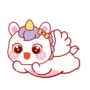 紫发小马儿白翅膀飞卡通头像图片