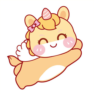 黄色马宝宝天使翅膀卡通插画图片