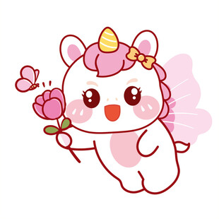 小马儿有翅膀拿花卡通头像图片