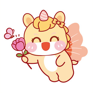 马宝宝有翅膀拿花卡通插画图片