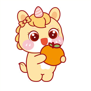 马宝宝抱橘子开心卡通表情包图片