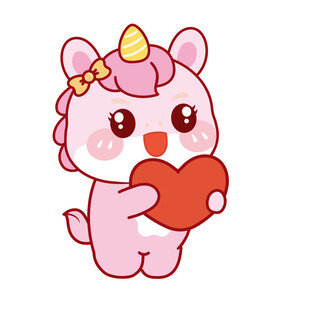 马宝宝抱爱心卡通插画图片