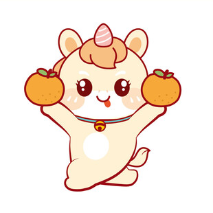 跳舞橘子可爱小马儿卡通插画图片