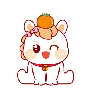 小马儿顶橘子卡通插画图片