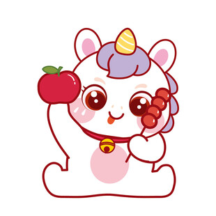 小马儿苹果糖葫芦卡通表情包图片