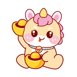 马宝宝黄色两个元宝卡通插画图片