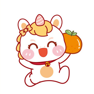 马宝宝跑举橘子可爱卡通插画图片