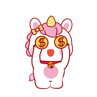 小马儿财迷粉色卡通插画图片