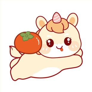 马宝宝柿柿如意吐舌卡通插画图片