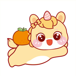 马宝宝背橘子卡通插画图片