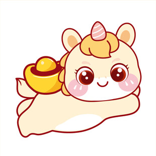 马宝宝背元宝卡通插画图片