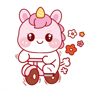 粉色马宝宝骑单车可爱卡通图片