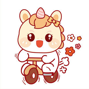 马宝宝骑单车开心卡通插画图片