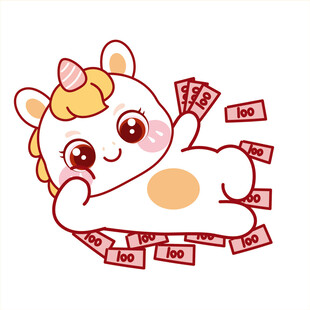 小马儿躺着富有卡通插画图片