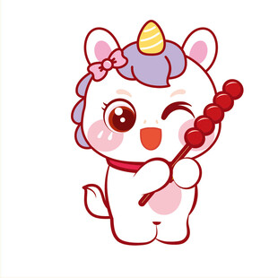 紫色拿糖葫芦眨眼马宝宝卡通图片