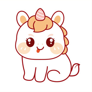 小马儿吐舌开心坐着插画图片