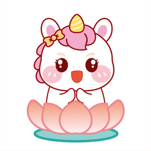 马宝宝开心粉色坐莲花卡通图片