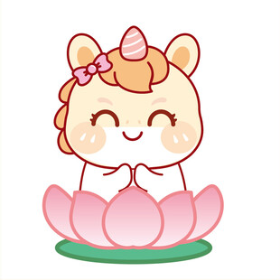 小马儿黄色坐莲花开心卡通图片