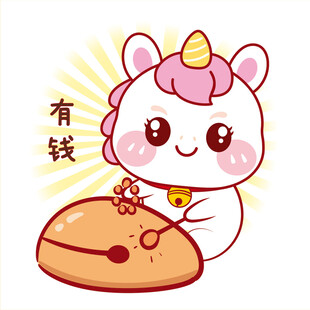 马宝宝敲木鱼有钱粉色卡通插画图