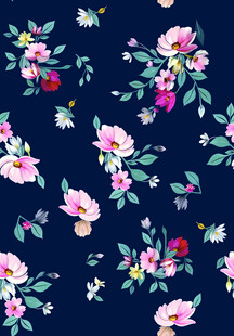 深蓝色底花卉图案设计