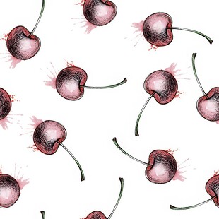 手绘樱桃图案背景纹理