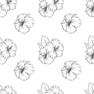 手绘扶桑花无缝图案背景