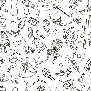 手绘时尚美妆元素集合