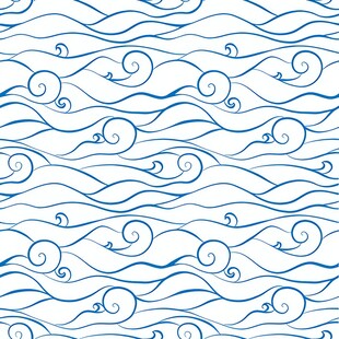 蓝色波浪纹无缝图案背景